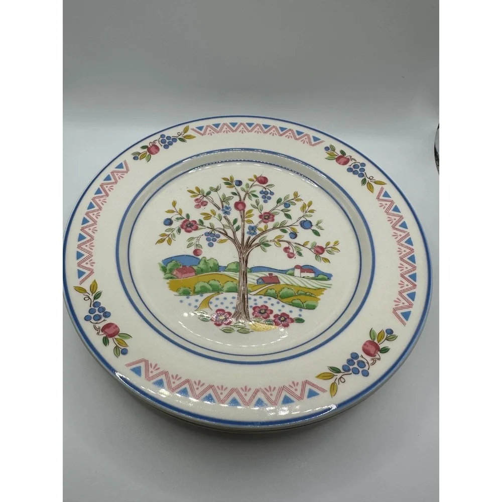 Vintage International‎ China Blueridge Pattern Set/3 Salad Bread Plates Nice!